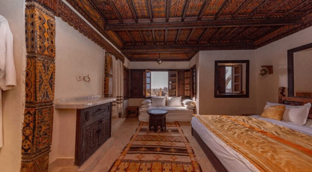 A painted ceiling at one of the best riads in Taroudant