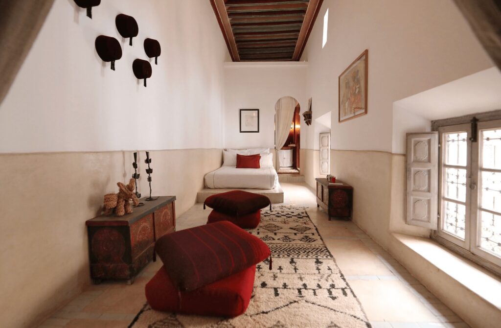 One of the tranquil suites at Riad Les Hirondelles, one of the best riads in Marrakech with a pool