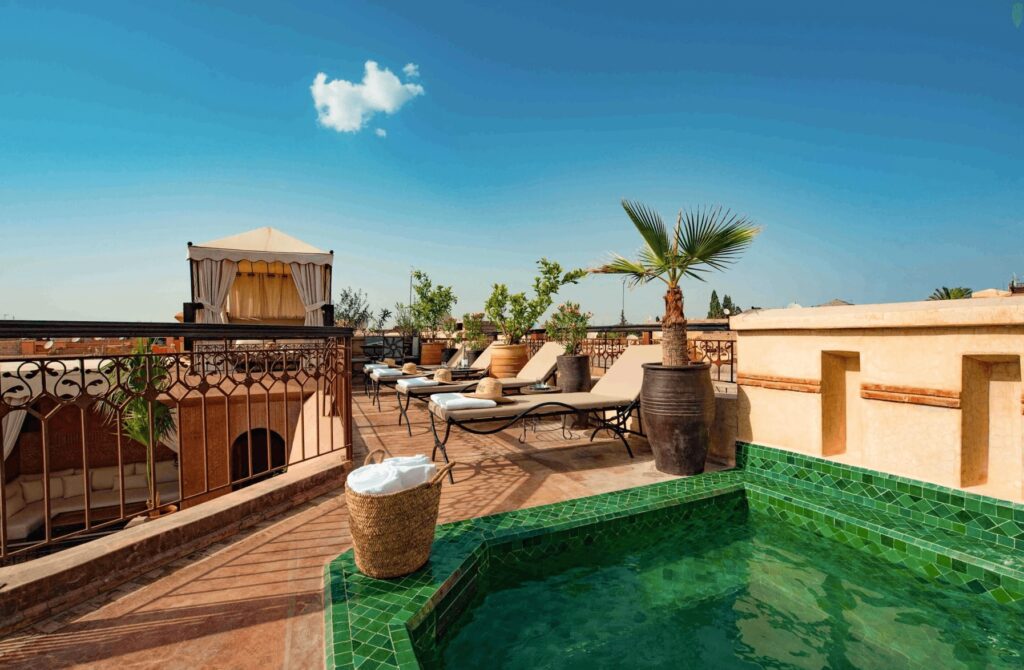 The stunning rooftop terrace and plunge pool at Riad Livia in Marrakech