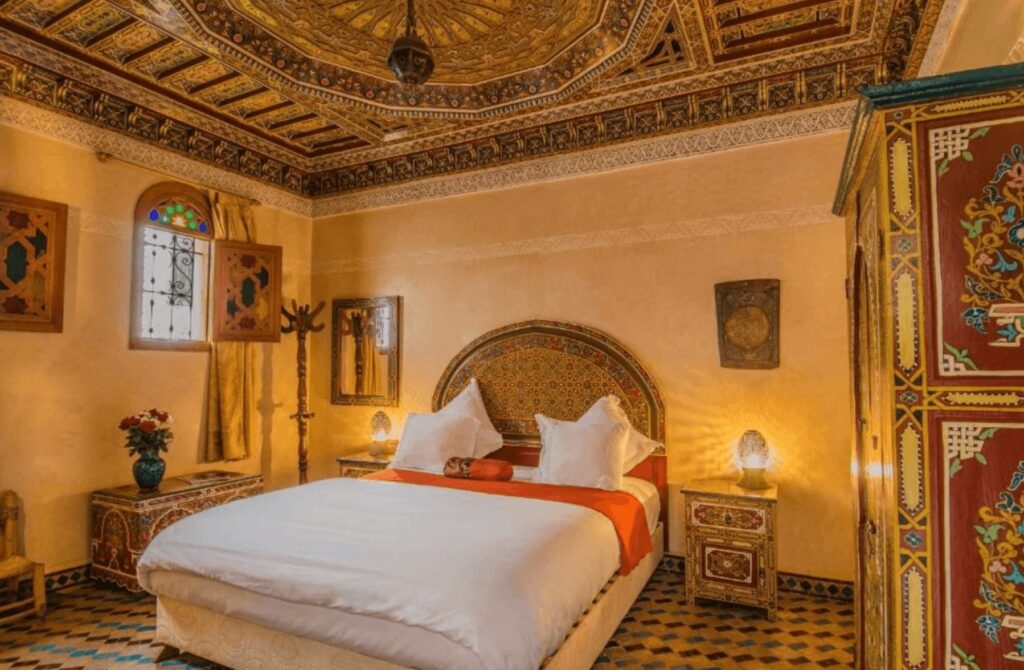 One of the traditionally decorated rooms at Riad Sidi Fatah in Rabat
