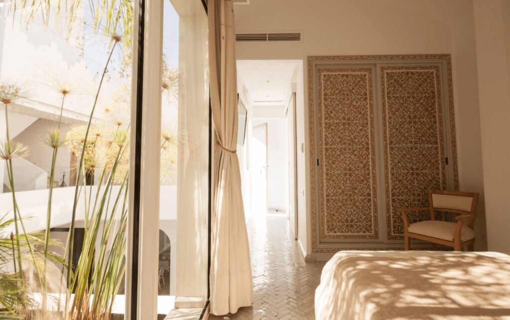 One of the light-filled rooms at Riad Zyo, one of the best luxury riads in Rabat