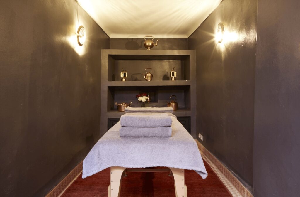 One of the treatment rooms at Riyad El Cadi - an affordable Marrakech hotel with hammam