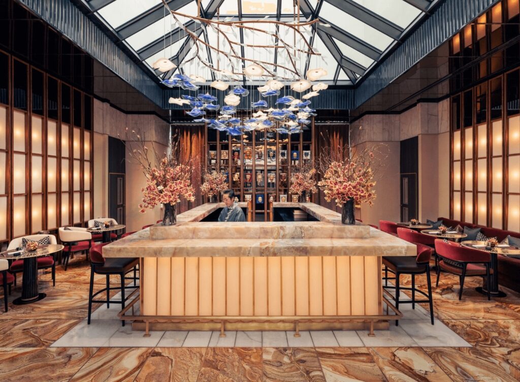 A Japanese-inspired restaurant at Royal Mansour Casablanca, one of the best places to stay in Casablanca