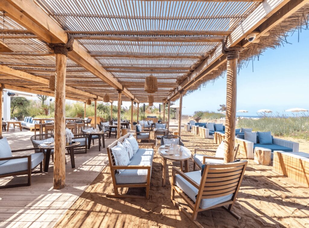 A beachside lounge at one of the best luxury resorts in Agadir