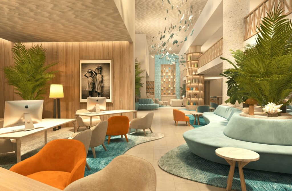 The elegant lobby at The View Agadir, which is one of the best places to stay in Agadir