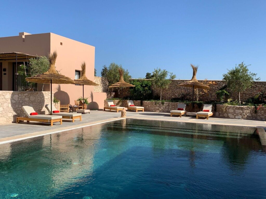 The inviting swimming pool at Dar Almajula, one of the best hotels in Essaouira with a pool