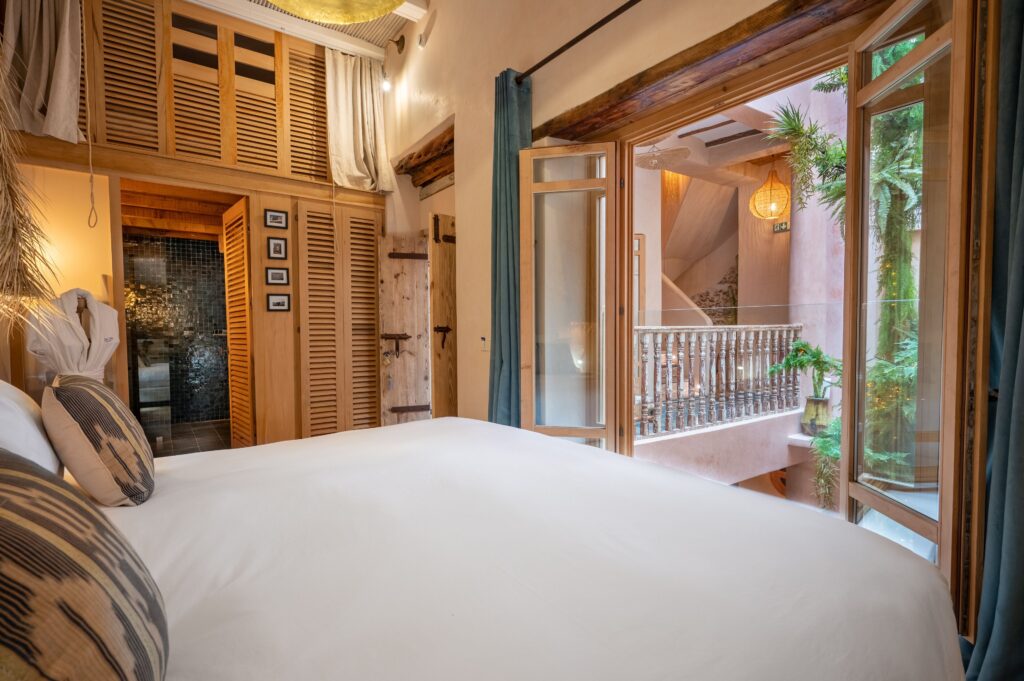 A stylish suite at Mama Lova - a family-friendly Essaouira hotel 