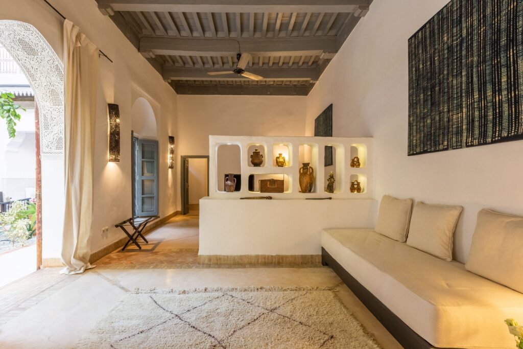 One of the spacious suites at Riad Tchaikana, a family-friendly riad in Marrakech