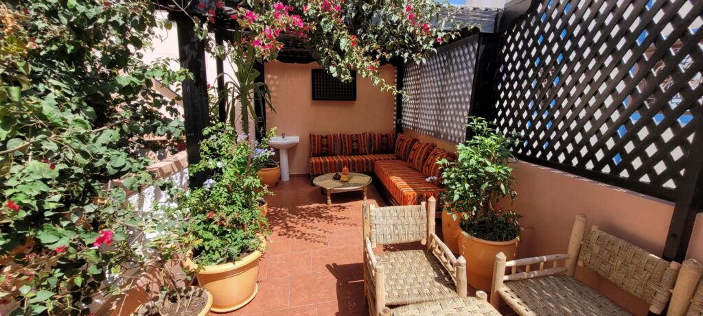 A sun-drenched terrace at Surf Riad Taghazout - a self-catering apartment in Taghazout